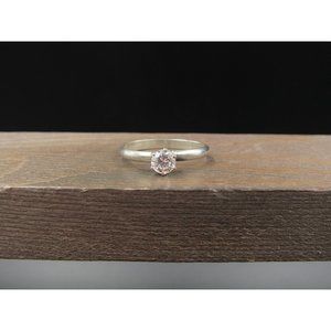 Size 9.25 Sterling Silver Round Cubic Zirconia Rustic Band Ring